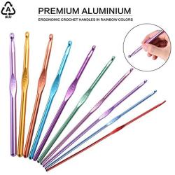 Crochet Hook Set, NuLink 22 Pcs Knitting Needles Craft, Weave Yarn Set 0.6mm - 6.5mm [Purple Travel Bag]