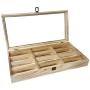 Ikee Design Wooden Eyewear Glass Display Case Tray 12 Compartments Sunglasses Organizers and Storage Boxes with Lid Wooden Boxes for Essential Eyewear Display Glasses Case Jewelry Organizer