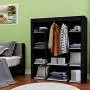Homebi Clothes Closet Portable Wardrobe Durable Clothes Storage Organizer Non-Woven Fabric Cloth Storage Shelf with Hanging Rod and 10 Shelves for Extra Storage, 59.05" W x 17.72" D x 65.4" H (Black) Homebi Clothes Closet Portable Wardrobe Durable Clothes Storage Organizer Non-Woven Fabric Cloth Storage Shelf with Hanging Rod and 10 Shelves for Extra Storage, 59.05" W x 17.72" D x 65.4" H (Black)