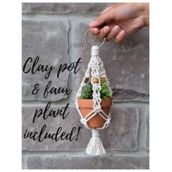 VIEW MIRROR Charm/mini plant hanger with maple barrel beads/rear view mirror accessory/car mirror accessory/cute car hanging accessory