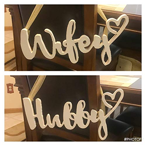 wedding chair hanger signs - wooden bride and groom signs - wooden mr and mrs signs - wooden wifey and hubby signs - wedding chair decorations - wedding chair signs - wedding photo prop signs