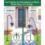 Artibear Adjustable Outdoor Shepherd Hook Stand with 5 Prong Base, 76 Inches Tall 3/5 in Thick, Shiny Black (2 Packs)