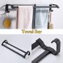 KES Double Towel Bar 23-Inch Aluminum Bathroom Towel Rail Holder with Hooks Storage Organizer Drill Free/Wall Mount with Screws Anodized Black, BTH401S60DG-BK