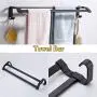 KES Double Towel Bar 23-Inch Aluminum Bathroom Towel Rail Holder with Hooks Storage Organizer Drill Free/Wall Mount with Screws Anodized Black, BTH401S60DG-BK KES Double Towel Bar 23-Inch Aluminum Bathroom Towel Rail Holder with Hooks Storage Organizer Drill Free/Wall Mount with Screws Anodized Black, BTH401S60DG-BK