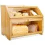 Double Layer Bread Boxes for Kitchen Large Bamboo Capacity Food Storage Double Layer Bread Boxes for Kitchen Large Bamboo Capacity Food Storage