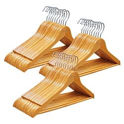 Qualsen Wooden Hangers with Non-Slip Strip ?30 Pack? Coat Suit Clothes Hanger (30 Set, Natural)