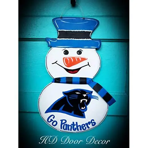 Carolina Panthers Snowman door hanger Winter wreath Panthers football wreath Carolina Panthers Snowman door hanger Winter wreath Panthers football wreath
