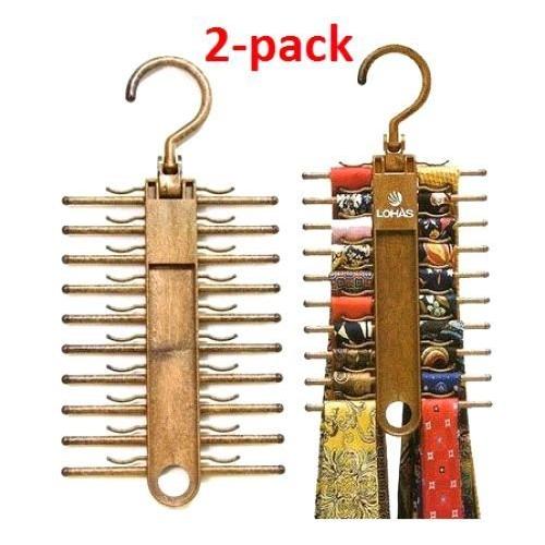 NEW Tie Hanger Rack Organizer Holder 2-Pack Hold 20 Closet Rotating Hook Storage