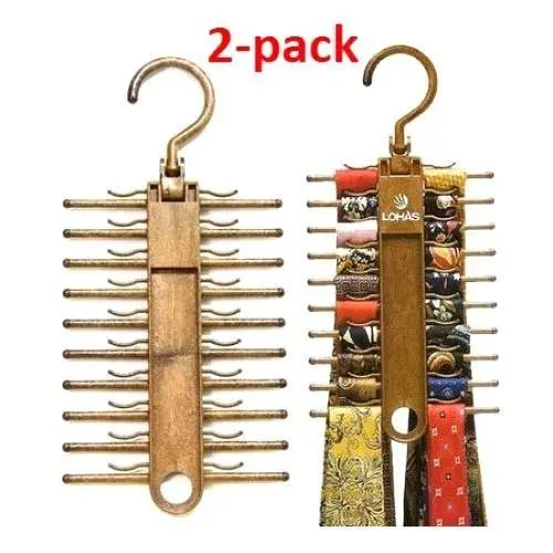 NEW Tie Hanger Rack Organizer Holder 2-Pack Hold 20 Closet Rotating Hook Storage