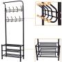 Eshion Multi-purpose Hat Coat Rack Entryway Storage Valet Clothes Hanger Shoe Shelf Organizer Metal, Black (US STOCK) (Black)