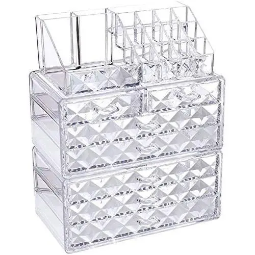 Ikee Design Acrylic Diamond Pattern Jewelry & Cosmetic Storage Display Boxes 3 Pieces Set Ikee Design Acrylic Diamond Pattern Jewelry & Cosmetic Storage Display Boxes 3 Pieces Set