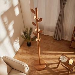 Y.H.Valuable Coat Racks Modern Floor Coat Rack Oak Disc Hanger Living Room Bedroom Simple Clothes Rack Wood Color Floor Hanger Entryway Furniture