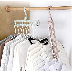 10pcs Random Color 9 Holes Clothes Coat Hanger Organizer Multi-Port Support Clothes Drying Racks Plastic Cabinet Storage Rack Hangers for Clothes