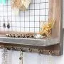 Aviat Jewelry Storage Rack Rustic Brown Organizer Wooden Earrings Necklaces Display Case Wall Mounted Holder [Ship from USA Directly] (Brown)
