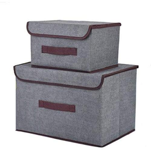 Storage Boxes with Lid Storage Cubes Storage Bin with Lid Organizers and Stackable Storage Bins with Lids(2 pack) Fabric Boxes Foldable Storage Bns Collapsible Baskets Bedroom Toys Clothes Car woven