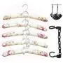 Hofumix Clothes Hangers Satin Hangers Cotton Coat Hanger Flower Pattern Rural Style Bow Sponge Coat Hangers Anti Slip Heavy Duty Satin Padded Hangers with Magic Clothes Hanger for Sweaters, Dresse