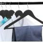 FloridaBrands Wooden Dress Hangers, Black Wood Suit Clothes Hangers with High Grade Extra Smooth Finish & Chrome Hook to Organize Your Wardrobe - (Pack of 24)