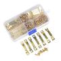 LETS MEETi TIMESETL 100 Pieces Picture Frame Hanging Sawtooth Hangers Kits Double Hole 200 Head Screws Wall Mounting Golden Color