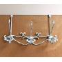 Headbourne 16-Inch Over The Door Metal Rail/Coat Rack with 3 Double Hooks and White Gold Finish, Weathered