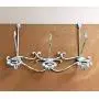 Headbourne 16-Inch Over The Door Metal Rail/Coat Rack with 3 Double Hooks and White Gold Finish, Weathered