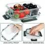 [5 Packs]Glass Meal Prep Containers 3 Compartment with Lids, Glass Lunch Containers,Food Prep Lunch Box,Bento Box,BPA-Free, Microwave, Oven, Freezer, Dishwasher Safe (36 oz)