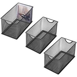 MyGift Set of 3 Black Metal Mesh CD Storage Boxes