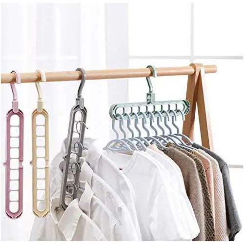 10pcs Random Color Multi-Function Folding Magic Hanger Nine-Hole Rotating Magic Clothes Hanger Wardrobe Drying Clothes Home Bedroom Storage Holder 10pcs Random Color Multi-Function Folding Magic Hanger Nine-Hole Rotating Magic Clothes Hanger Wardrobe Drying Clothes Home Bedroom Storage Holder