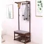 Bamboo Coat Rack Multifunction Storage Floor Coat Bench Change Shoe Bench Shoe Rack Hall Clothes Hanger Hangers Brown