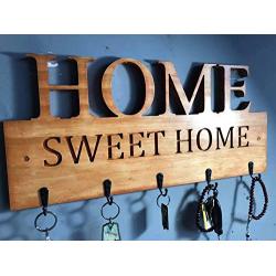 home sweet home wood Key Holder - Key Holder for Wall ? wood Key Hook ? Wall Mounted Key Hanger ? Key Organizer Key Chain Hooks ? Decorative Entryway Organization ? Modern Decorative Key Rack