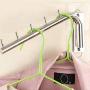 Da Jia Stainless Steel 12.6inch Wall-Mounted Brushed Rotating Clothes Hanger Drying Rack with Swing Arm Holder for Home Closet Storage(A 5 Hooks)
