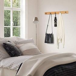 LANGRIA Wall Mounted Floating Coat Rack with Foldable 5 Hooks Storage Shelf for The Clothes and Hat