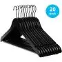 KWEE Hangers Wood 20 Pack, Non Slip Pants Bar -Smooth Finish Solid Wood Coat Hanger with 360° Swivel Hook and Precisely Cut Notches for Camisole, Jacket,Pant, Dress Clothes Hangers - Black