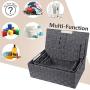 KEDSUM Woven Storage Baskets Boxes Bins, Storage Baskets with Lids Storage Cube Bins Closet Storage Baskets, Woven Organizer Baskets Built-in Carry Handles (Grey Set of 4)