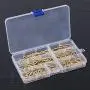 Glarks 120-Pieces 6 Size Brass Plated Square Hooks Lag Thread Handy Hanging Hooks Assortment Set