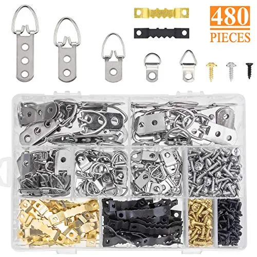 HELIFOUNER Picture Hanging Kit 480 PCS, Photo Frame Hanging Hooks Kit Picture Frame Hooks Frame Picture Hanger Kit for Home Office Photo Picture Painting Hanging