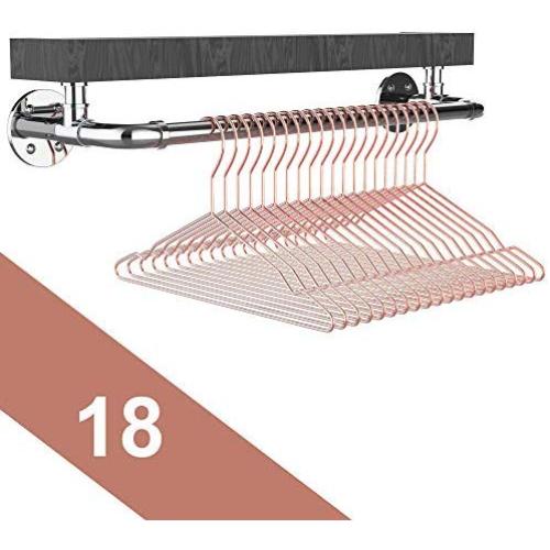 Rose Gold Hangers 18 Pack - Elegant Space Saving, Heavy Duty Metal Hangers Perfect Dress, Shirt, Sweater, Coat, and Skirt hangers - Great Travel Hangers and Dorm Room Essentials Clothes Hangers