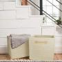 Foldable Storage Cubes Bins Organizer, 13x13in, Beige