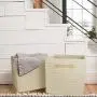 Foldable Storage Cubes Bins Organizer, 13x13in, Beige Foldable Storage Cubes Bins Organizer, 13x13in, Beige