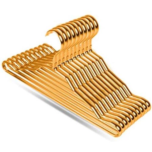 Creation Core Pack of 10 Stylish Aluminum Metal Coat Suit Clothes Hangers(Golden)