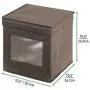 mDesign Soft Fabric Stackable Closet Storage Organizer Boxes with Clear Window and Attached Hinged Lid for Bedroom, Hallway, Entryway, Closets, 6 Pack - Espresso Brown mDesign Soft Fabric Stackable Closet Storage Organizer Boxes with Clear Window and Attached Hinged Lid for Bedroom, Hallway, Entryway, Closets, 6 Pack - Espresso Brown