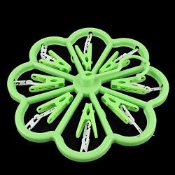 uxcell Household 8 Clips Laundry Clothes Underwear Socks Hanger 2pcs Green