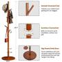 WALTSOM Coat Racks Free Standing, Wooden Coat Hat Tree with 8 Hooks and Solid Round Base, Hallway Entryway Coat Hanger Hook Stand for Clothes, Scarves, Handbags, NO Tools Required (Caramel)