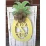 Yellow Pineapple Monogram Door Hanger Summer Pineapple Decor Monogram Pineapple Welcome Decor Pineapple Door Hanger Monogram Wedding Gift Double Door Hangers Mothers Day Gift Birthday Welcome Wreath