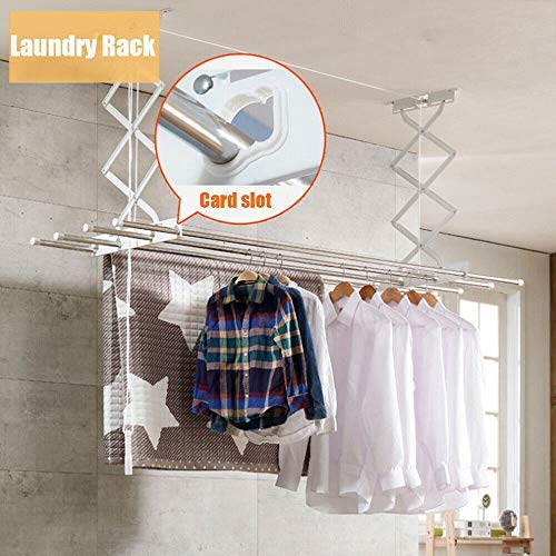 Wall Mounted Retractable Clothes Airer - Ceiling Mounted Laundry Drying Rack-Space Save-Laundry Rack Drying Hanger Clotheshorse