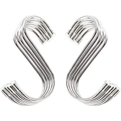 Closet Kitchen Metal Hanging Hooks,20 Pack 3.4'' S Shaped Hooks Stainless Steel Metal Hangers Hanging Hooks