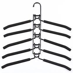 SUPOW Clothes Hangers, 5 in 1 Multi-Layer Nop-Slip Wardrobe Clothes Rack Metal Space Saver Clothes Storage Clothes Rack for Jacket, Coat, Sweater,Trousers, Shirt, T-Shirt, Ect.(Kids Size) (Black)