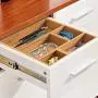 BonusAll 5-Piece Bamboo Storage Boxes Drawer Organizer Set Storage Organizer Divider for Office Desk Supplies and Accessories