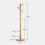 COAT RACK ZHIRONG Hangers Floor-Standing Bamboo Bedroom Clothes Rack 9 Hooks Bag Rack Hat Holder Scarf Rack Corner (Color : A)