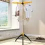Multi Functional Free Standing Collapsible Clothes Drying Rack,Durable Constuction Collapsible Clothes Drying Rack Foldable Tripod Hanger Stand Portable Indoor/Outdoor (Yellow)