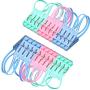 DurReus 24 Pack Plastic Clothespins Rope Windproof Clothes Hanger Clips Anti-Slip Laundry Pins Drying Clothing Clamps with Sturdy Steel Spring